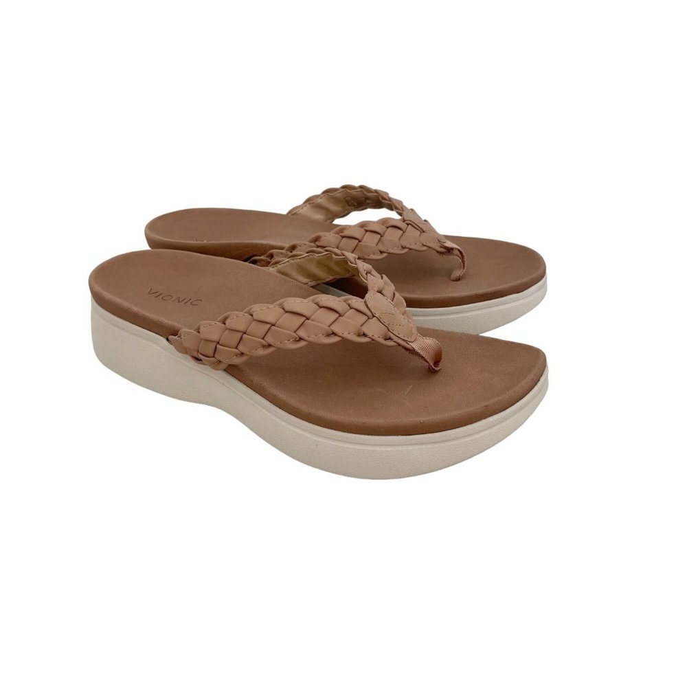 Vionic Kenji Macaroon Platform Braided Orthotic Thong Sandals Shoes Womens 8.5